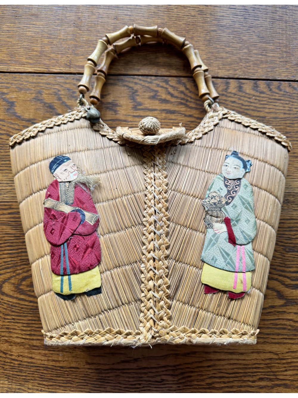 Vintage 1960’s Wicker Tea Basket Purse Asia Chinese MCM